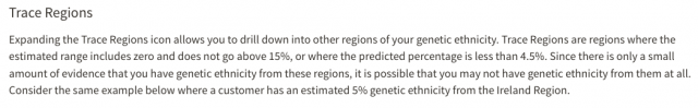 DNA Trace Results, Genetic Trace Regions,