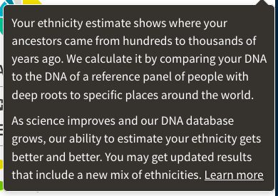 ethnicity estimate results Ancestry