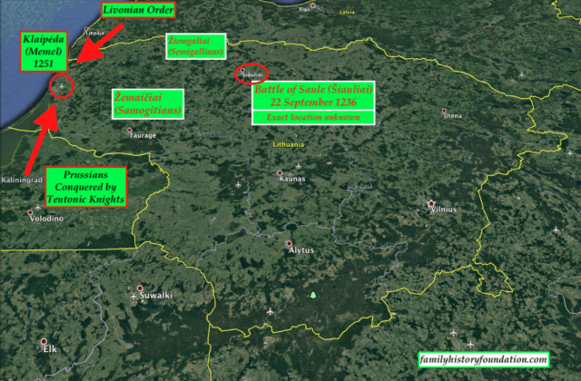 Battle of Saule showing Klaipeda (Memel) and Prussia 