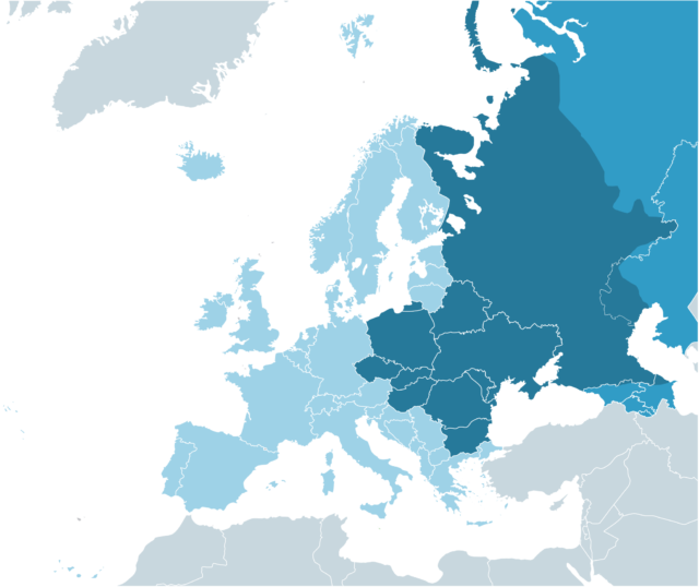 Map of Europe by East and West