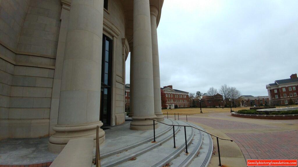 Outside Shelby Hall UA campus