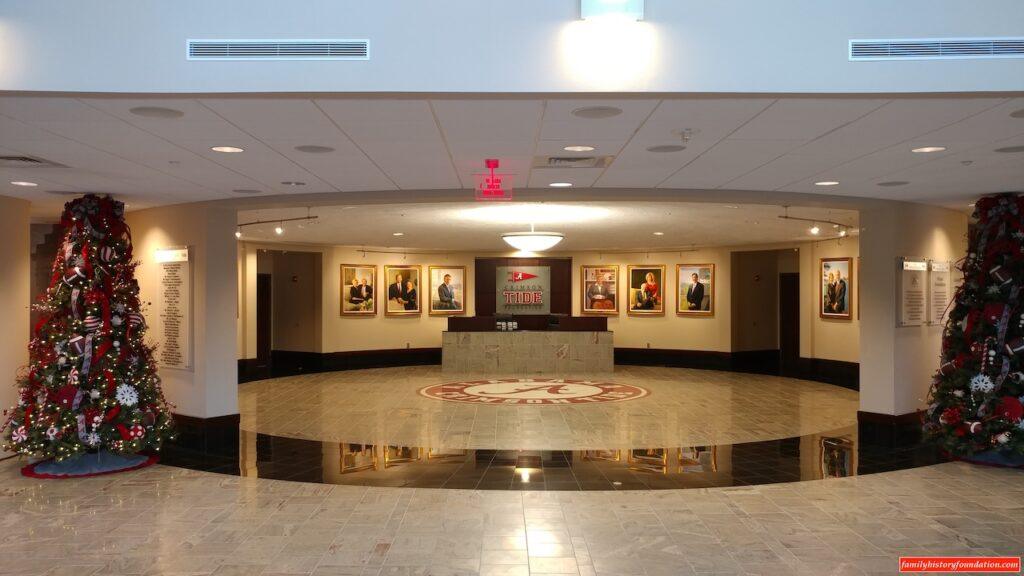 reception area Bryant-Denny - hello Coach Saban