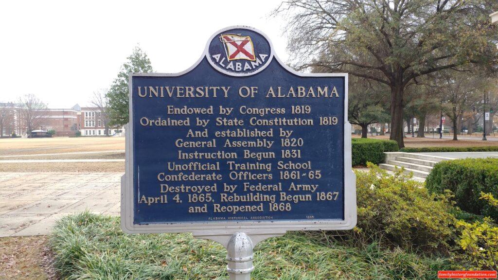 University of Alabama history sign