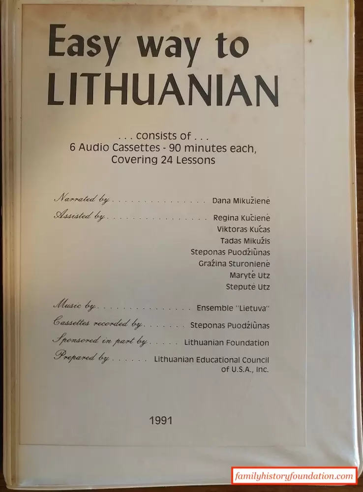 Easy Way to Lithuanian (6 Cassette Tapes) - Lithuanian Educational Council, Dana Mikužienė