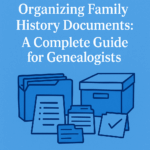 organizing family history documents blue