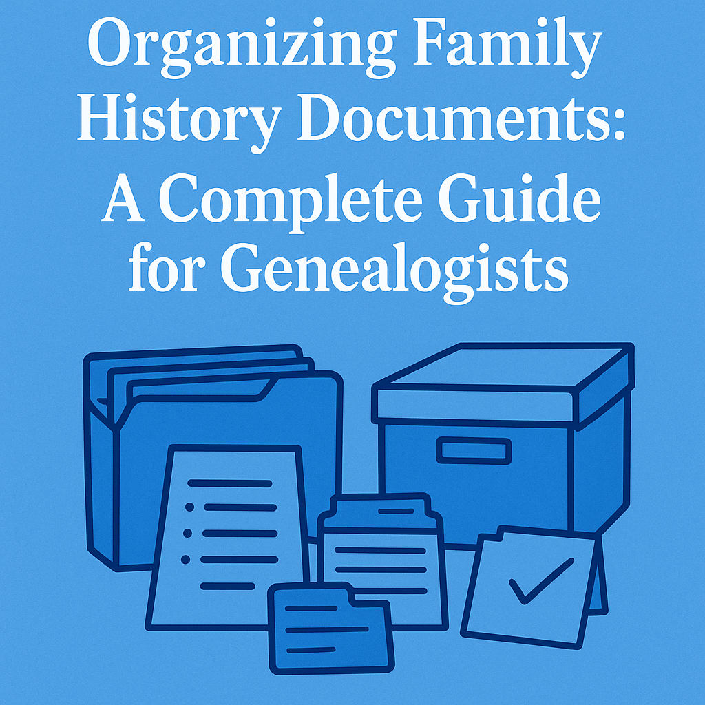 organizing family history documents blue