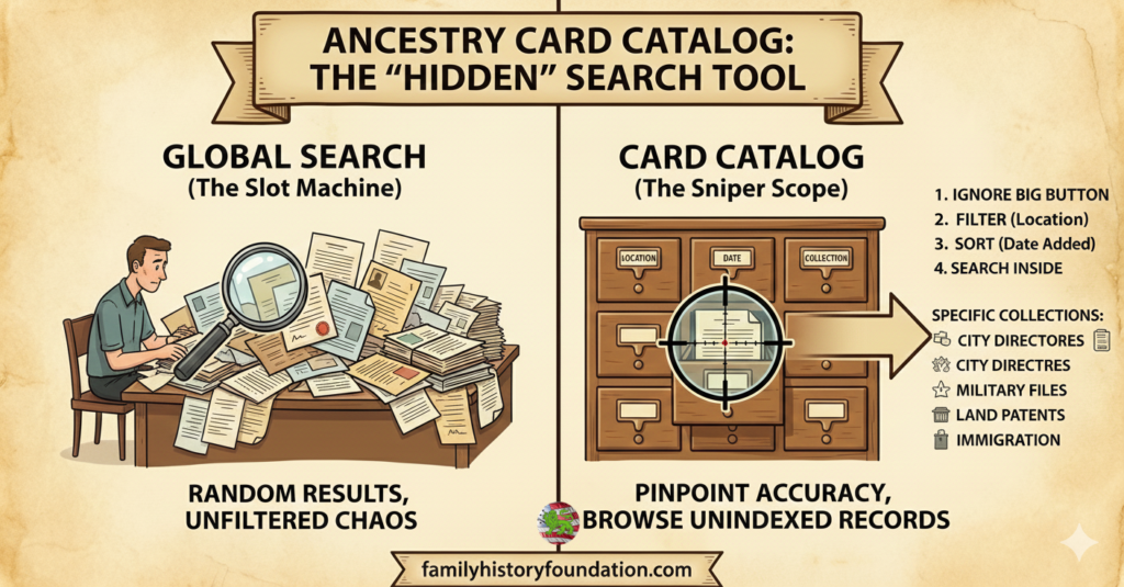 Ancestry Card Catalog displaying 2 users, one looking online the other using the catalogue