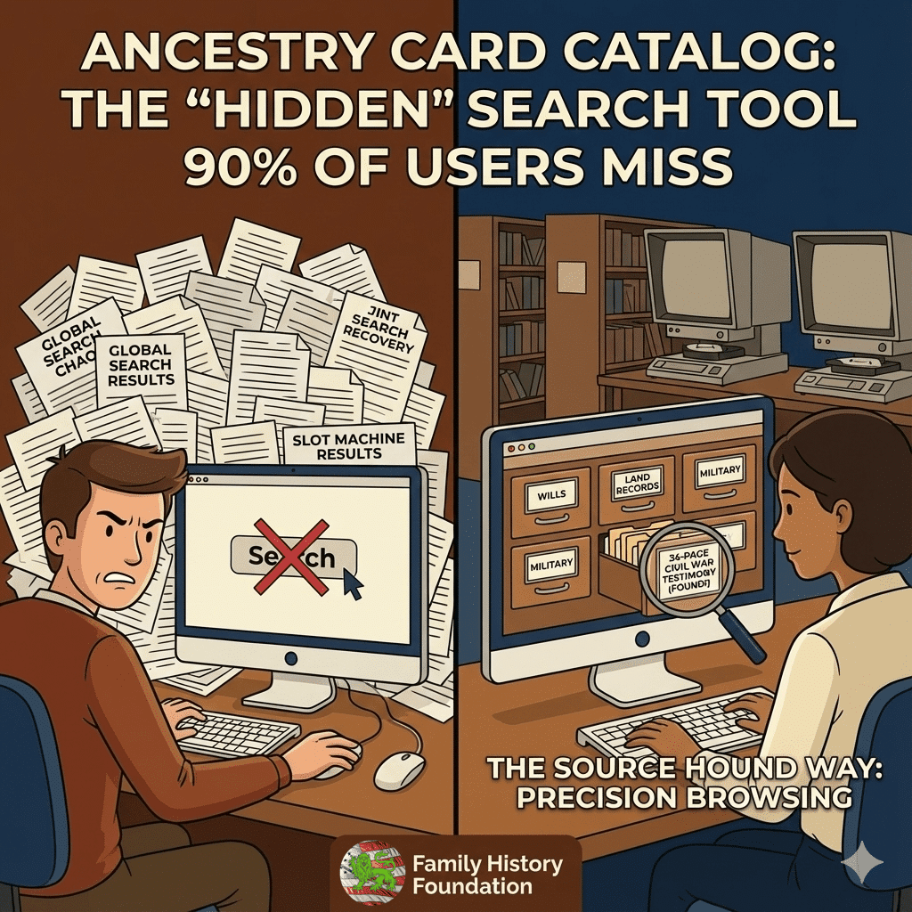 Ancestry Card Catalog displaying 2 users, one looking online the other using the catalogue