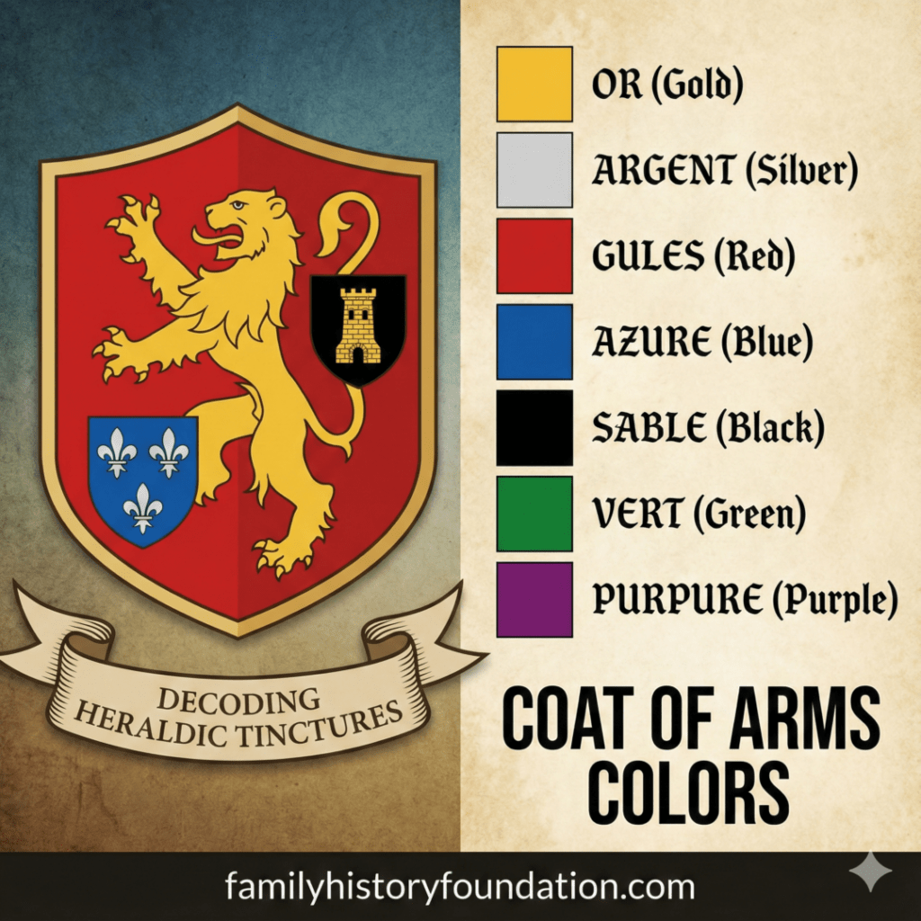 coat of arms on a field of terms describing them. Coat of Arms Colors: Decoding the 7 Hidden Meanings of Heroic Heraldic Tinctures-featured