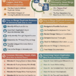 How to Merge Duplicate Ancestors-infographic list of steps and table of contents for article