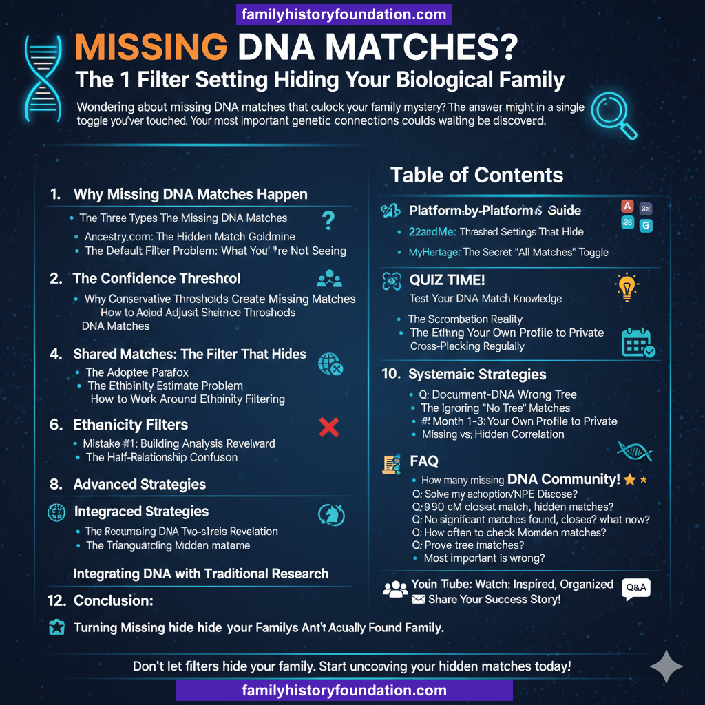 Missing DNA Matches_ showing a list of options and emojis in two columns