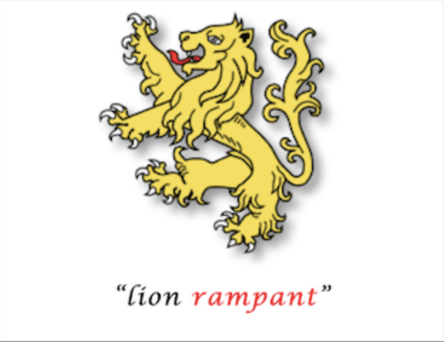 Lion rampant — standing upright on one hind leg with forepaws raised