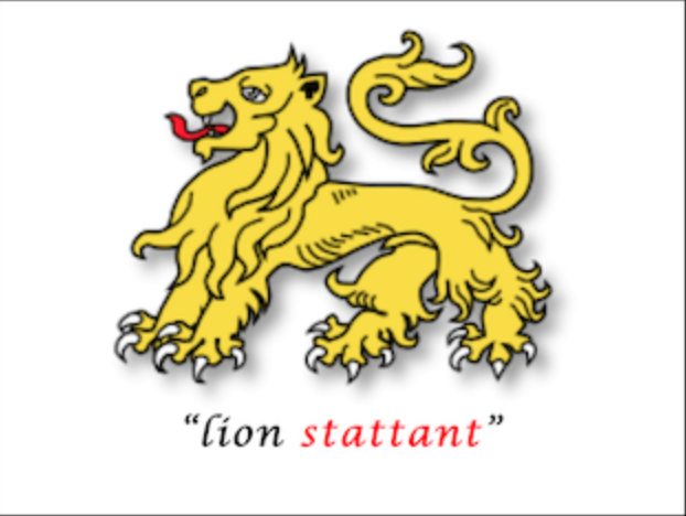 Lion statant — standing still with all four paws on the ground