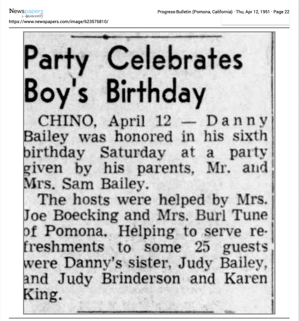 What Newspapers-com Genealogy. Newspaper clipping of 1951
 article from Pomona detailing a social event party
.