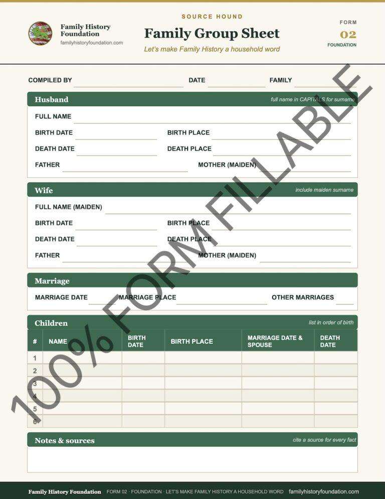 Form 02 Family Group Sheet — Fillable & Printable PDF 4 Form 02 Family Group Sheet 11