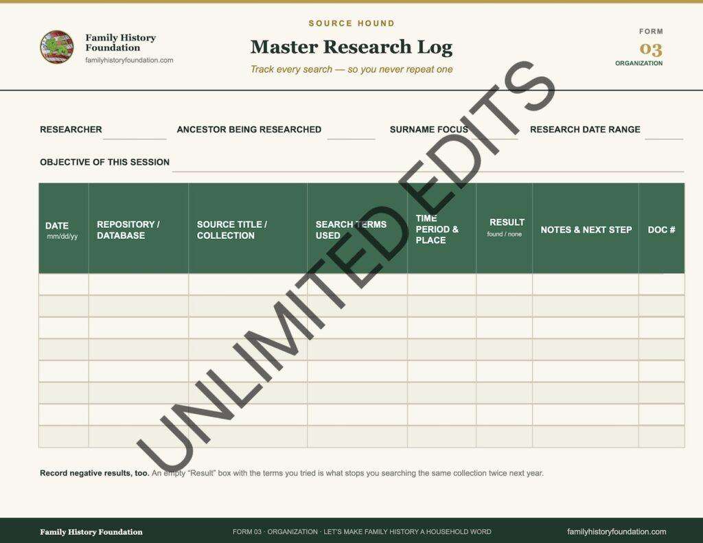 Form 03 Master Research Log 11
