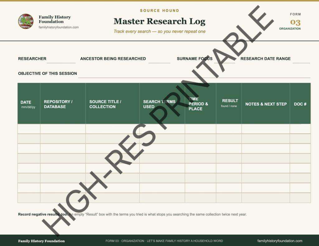 Form 03 Master Research Log 12