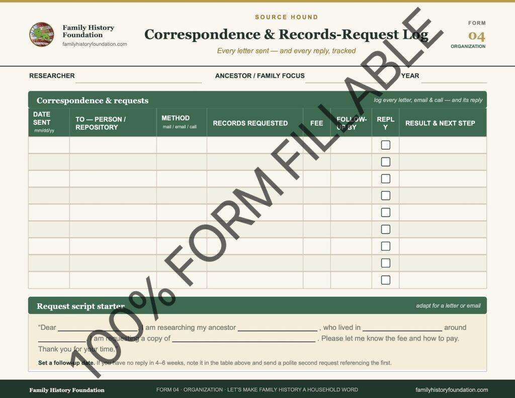 Form 04 Correspondence and Records Request Log 11