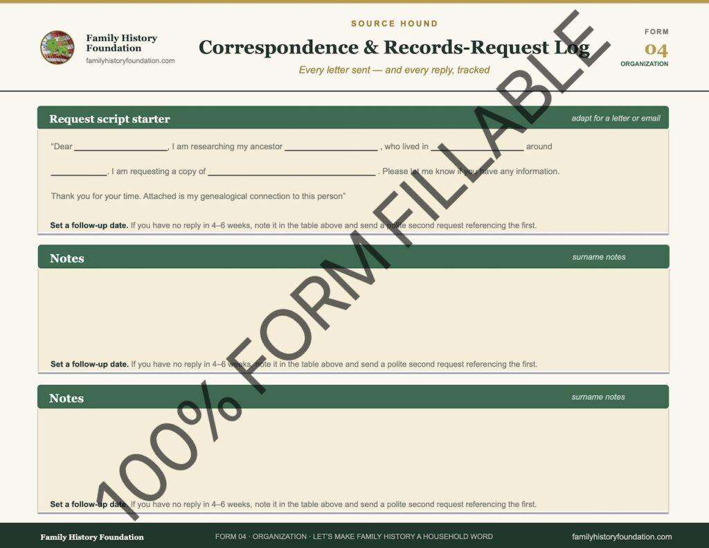 Form 04 Correspondence and Records Request Log 11.2