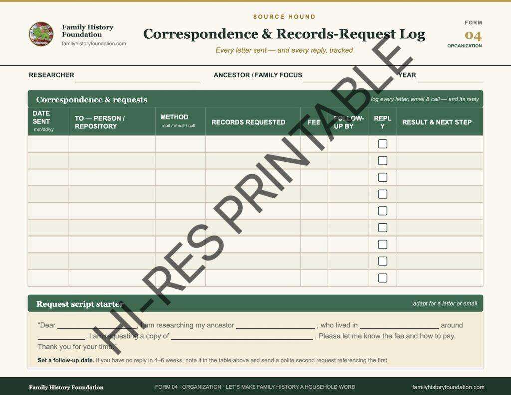 Form 04 Correspondence and Records Request Log 12