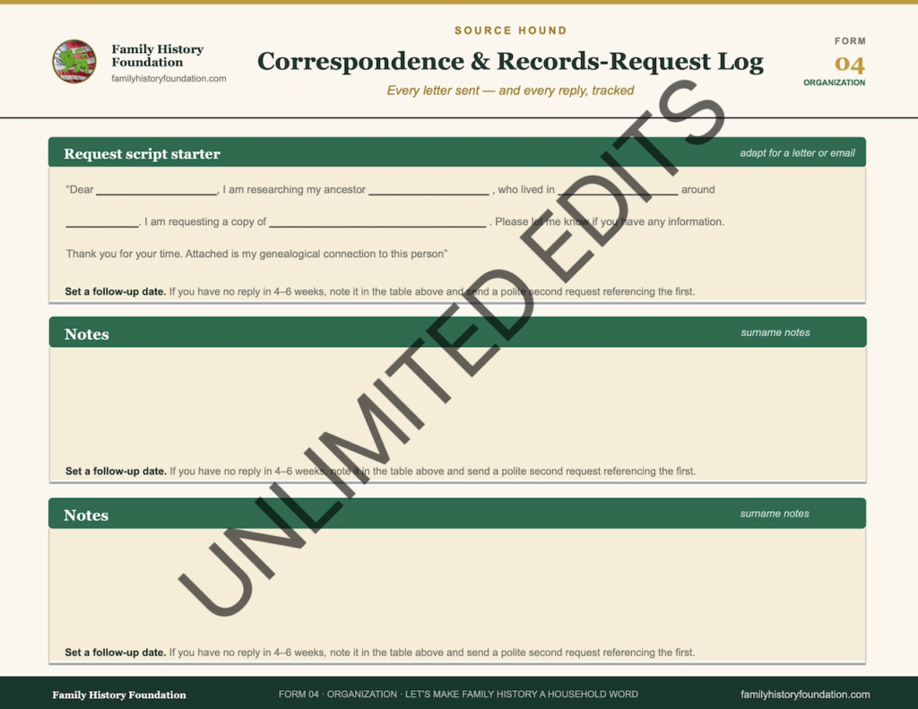 Form 04 Correspondence and Records Request Log 13.2