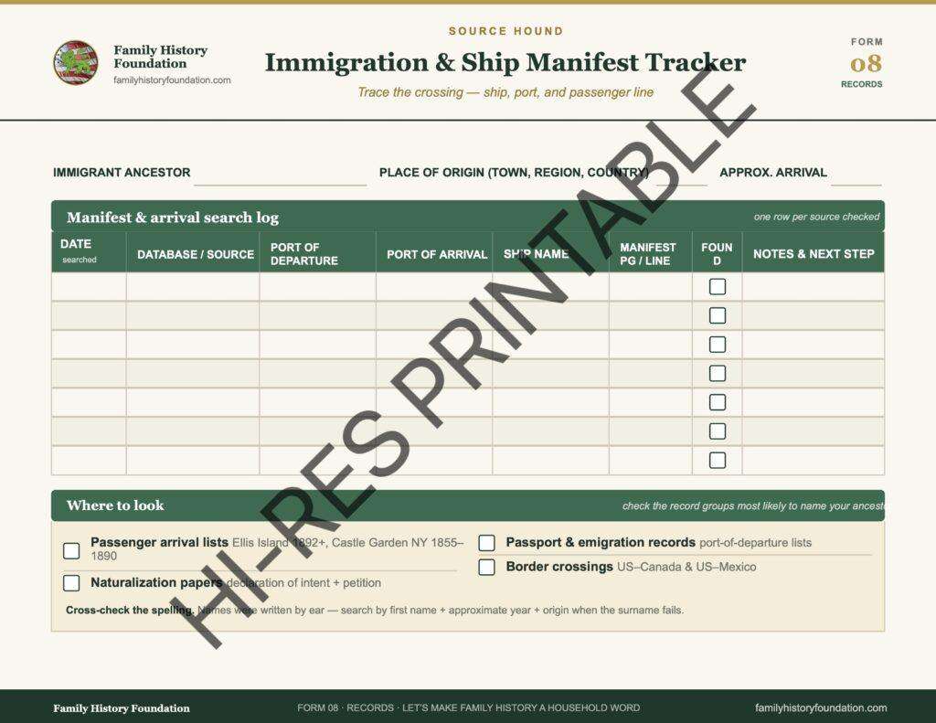 Form 08 Immigration and Ship Manifest Tracker WATERMARK 1