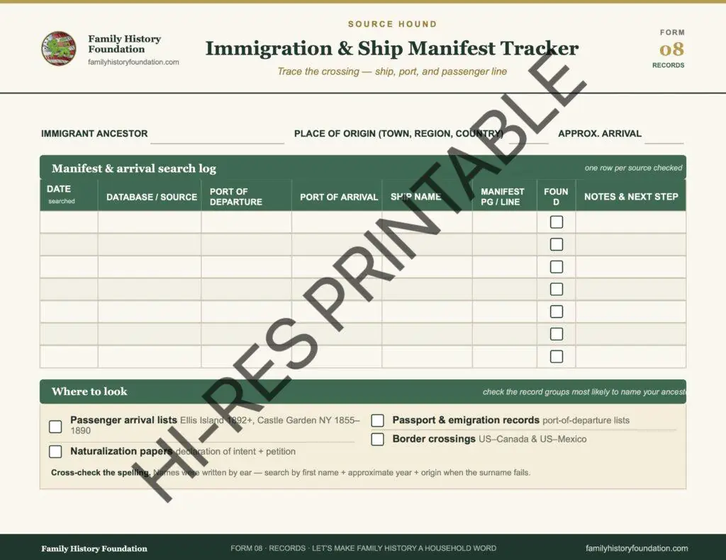 Form 08 Immigration and Ship Manifest Tracker WATERMARK 1