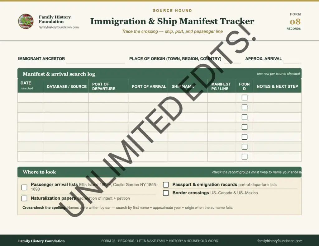 Form 08 Immigration and Ship Manifest Tracker WATERMARK 13