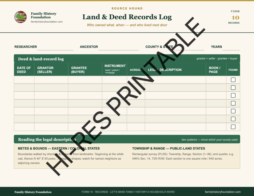 Form 10 Land and Deed Records Log WATERMARK 1