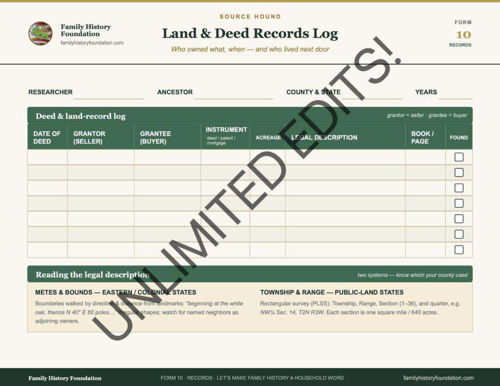 Form 10 Land and Deed Records Log WATERMARK 13