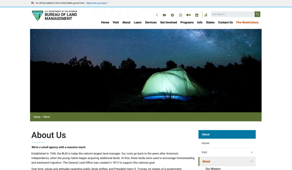 Free Genealogy Land Patents: How To Use GLO Land Records! 3 A screenshot of the Bureau of Land Management (BLM) website interface, featuring navigation menus, options for accessing land records, and interactive maps for searching General Land Office (GLO) patents.