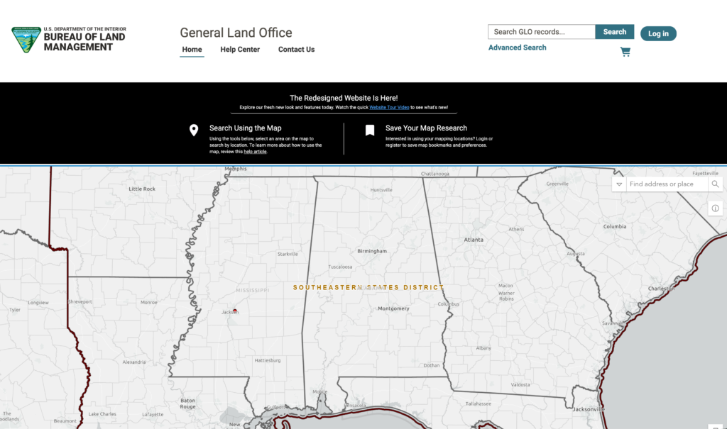 Free Genealogy Land Patents: How To Use GLO Land Records! 18 A screenshot of the Bureau of Land Management (BLM) website interface, featuring navigation menus, options for accessing land records, and interactive maps for searching General Land Office (GLO) patents.