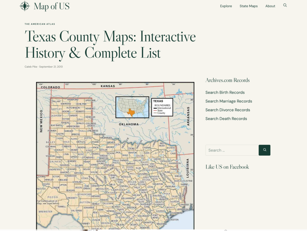 US County Boundary Maps Historical Interactive Tools - Map of US site